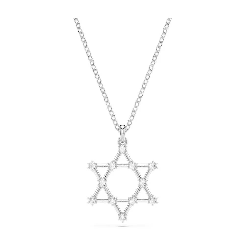 PENDENTE INSIGNE, STELLA, BIANCO, PLACCATO RODIO 5677156