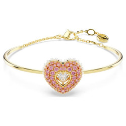 HYPERBOLA BANGLE, HEART, PINK, GOLD TONE PLATED 5687258