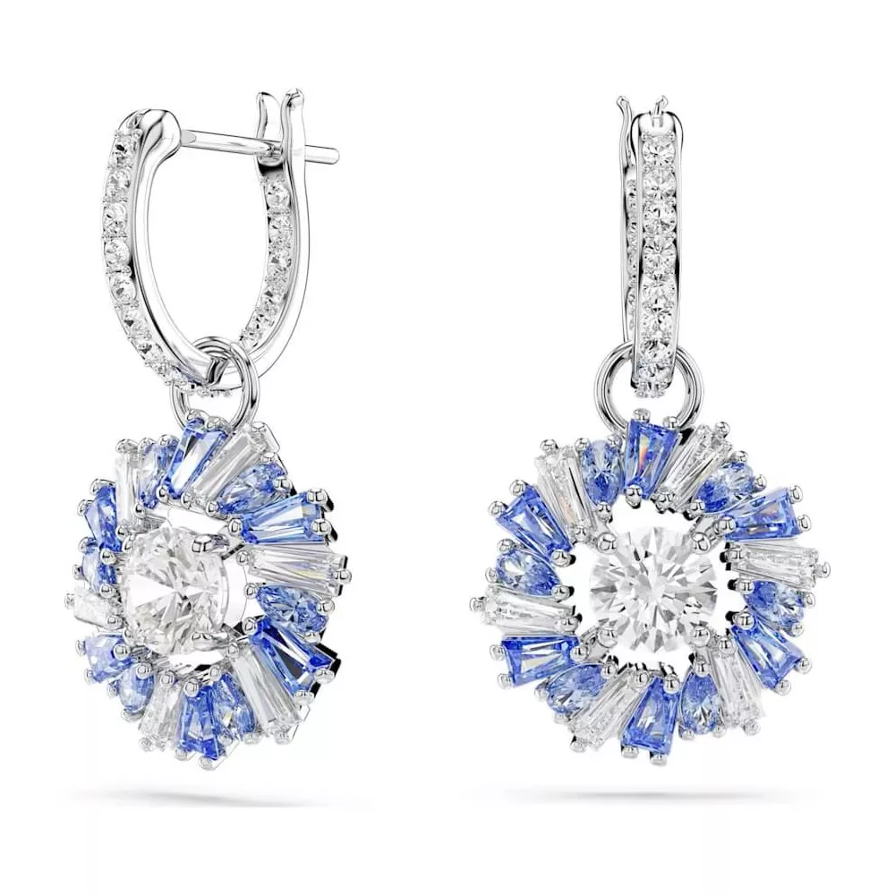 IDYLLIA DROP EARRINGS, FLOWER, BLUE, RHODIUM PLATED 5680016