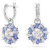 IDYLLIA DROP EARRINGS, FLOWER, BLUE, RHODIUM PLATED 5680016