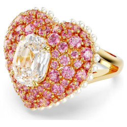HYPERBOLA RING, HEART, PINK, GOLD PLATED