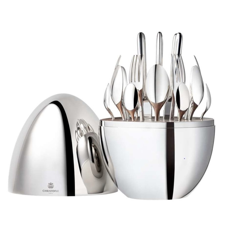 SET 24 SILVER PLATED DESSERT CUTLERY, EGG MOOD EASY