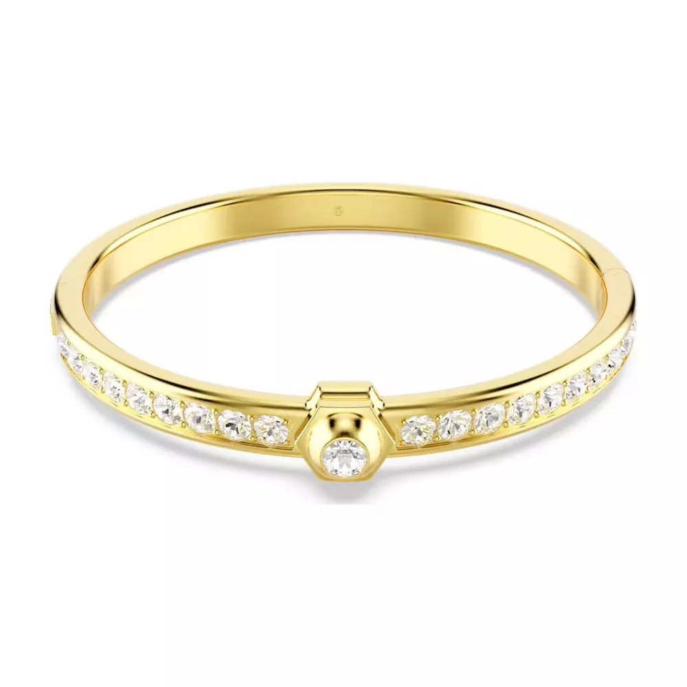 BRACCIALE RIGIDO NUMINA, TAGLIO TONDO, BIANCO, PLACCATO ORO