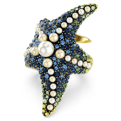 IDYLLIA COCKTAIL RING STARFISH, MULTICOLORED, GOLD PLATED