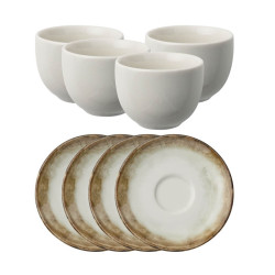 SET 4 CUPS WITH SAUCER, SHADE EARTH