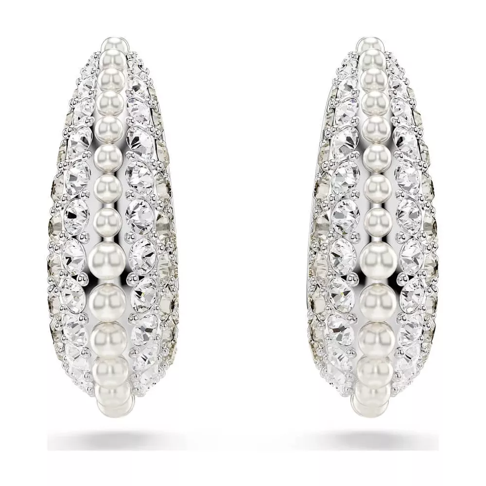 SUBLIMA PIERCED EARRINGS, CRYSTAL PEARL, WHITE, RHODIUM PLATED 5692107