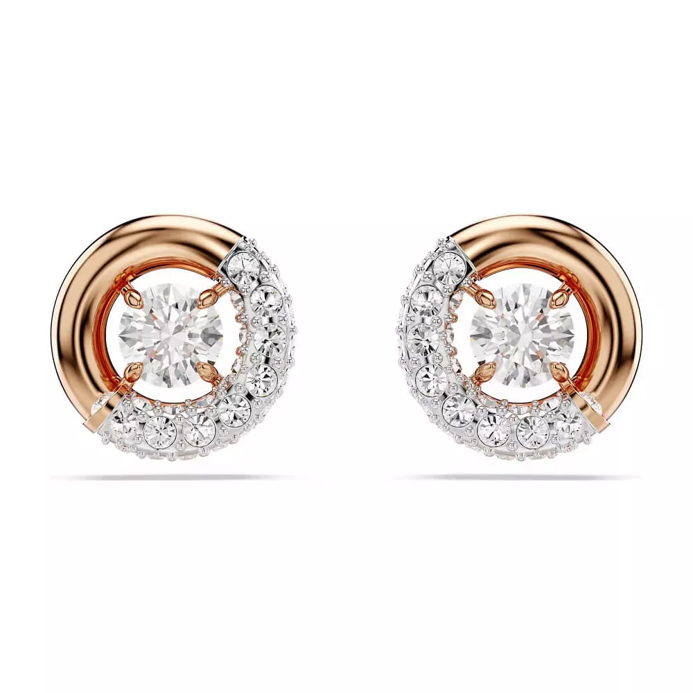 DEXTERA PIERCED EARRINGS, WHITE, ROSE GOLD TONE PLATED 5692258