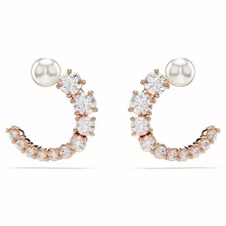 MATRIX HOOP EARRINGS, CRYSTAL PEARL