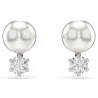 MATRIX STUD EARRINGS WHITE, CRYSTAL PEARL, RHODIUM PLATED 5694225