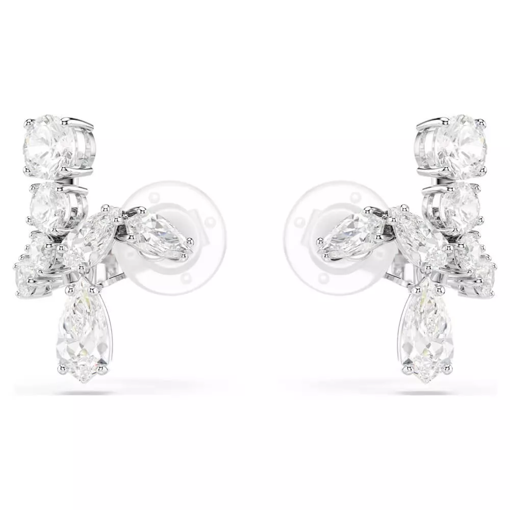 MATRIX CLIP EARRINGS, WHITE, RHODIUM PLATED 5692523