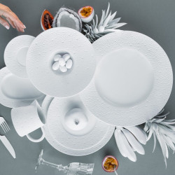 TEA CUP WITH SAUCER, WHITE ECUME