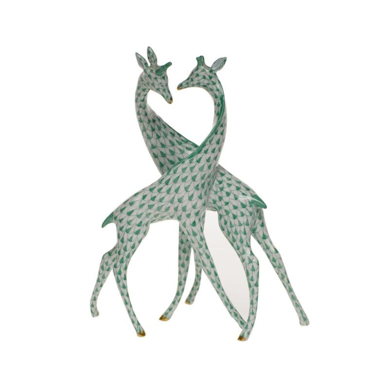PAIR OF GIRAFFES 15283 VIEUX HEREND GREEN