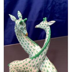 PAIR OF GIRAFFES 15283 VIEUX HEREND GREEN