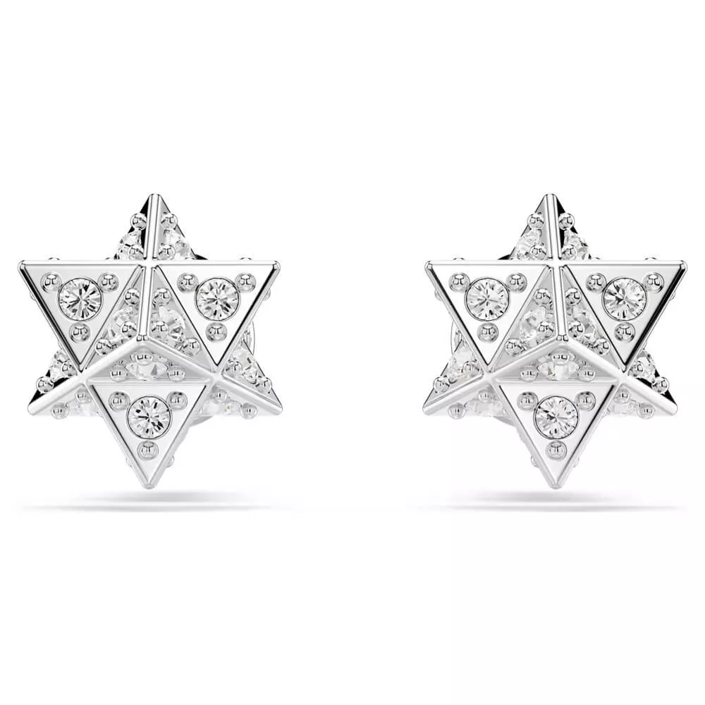 DEXTERA STUD EARRINGS, STAR, WHITE, RHODIUM PLATED 5700322