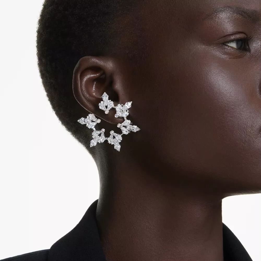 Orecchini A Fiocco Di Neve Con Zirconia Cubica – Placcatura In Rodio, Trasparenti, Anallergici, Eleganti Per Donne