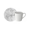 WHITE MARMORY COFFEE CUP WITH PLATE