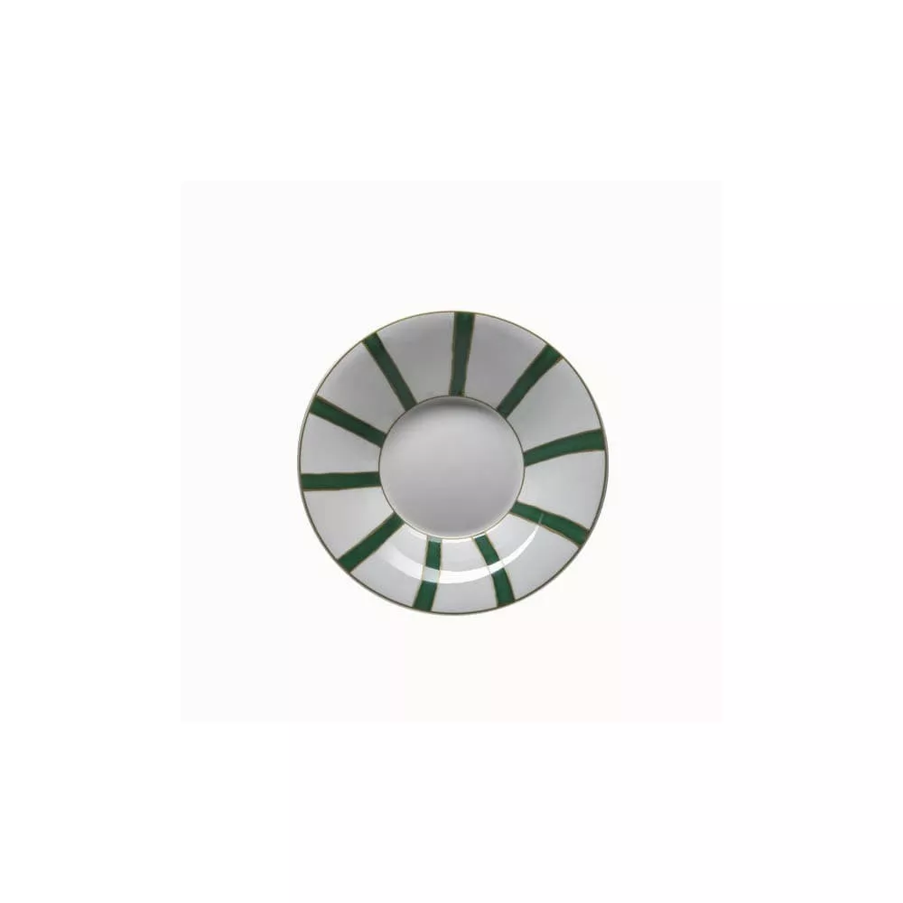 PIATTO FONDO 22 CM STRICHE VERDI E ORO