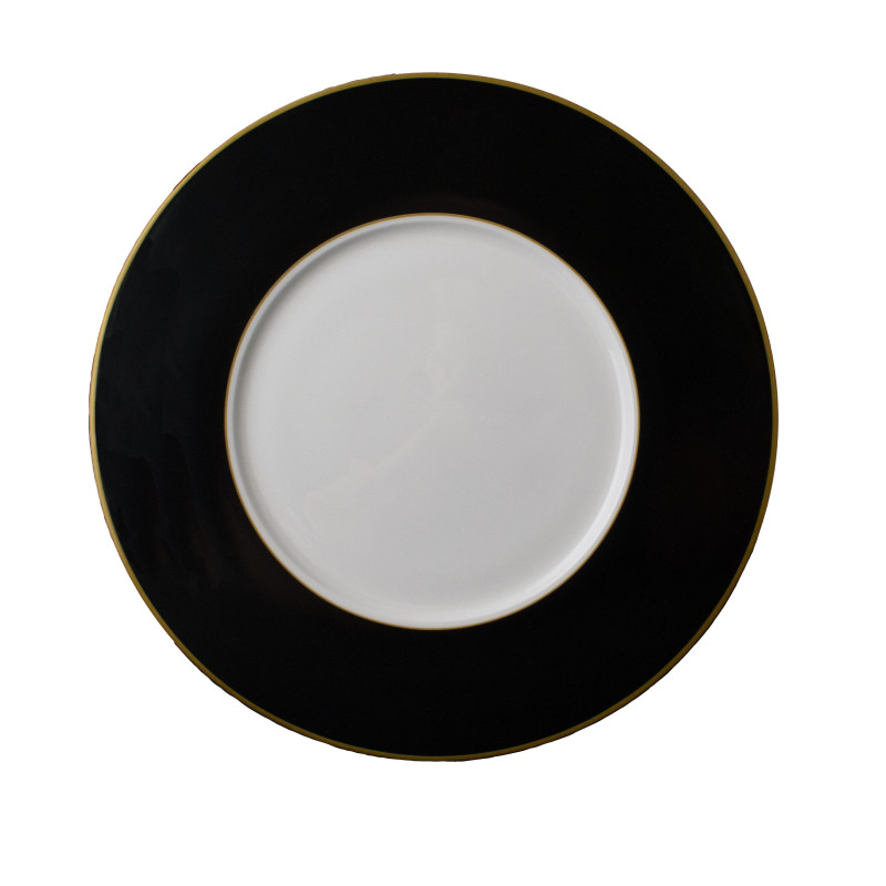 PRESENTATION PLATE 33 CM STRICHE NERE E ORO