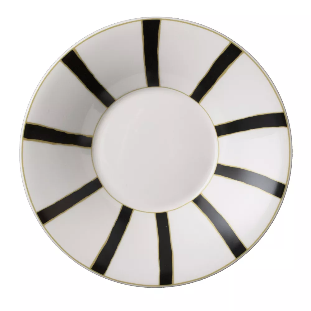 PIATTO FONDO 22 CM STRICHE NERE E ORO