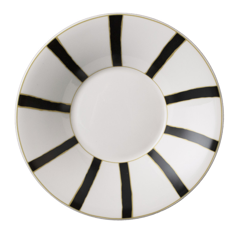 SOUP PLATE 22 CM STRICHE NERE E ORO