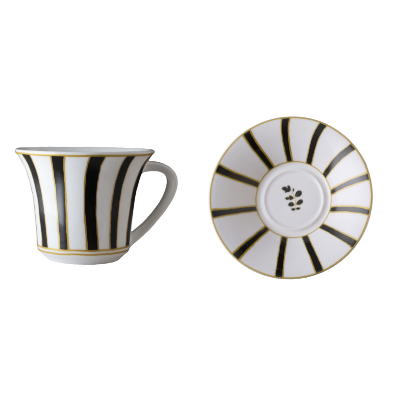 ESPRESSO CUP AND SAUCER STRICHE NERE E ORO