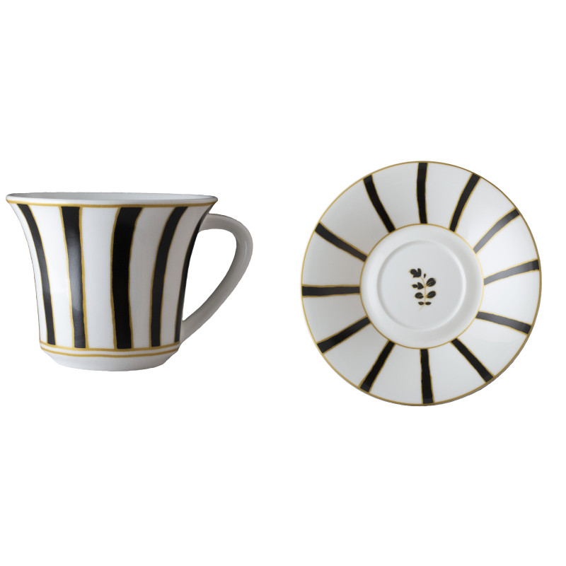 TEA CUP WITH SAUCER STRICHE NERE E ORO