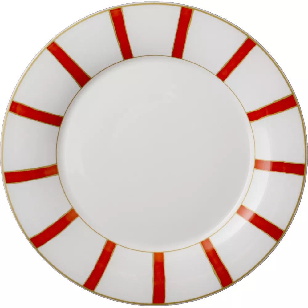 PIATTO FRUTTA 22 CM STRICHE ARANCIO E ORO