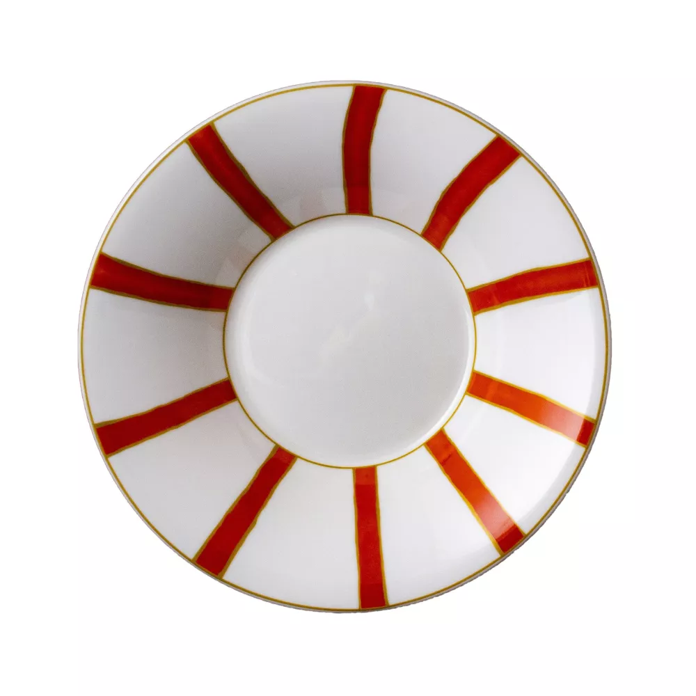 SOUP PLATE 22 CM STRICHE ARANCIO E ORO