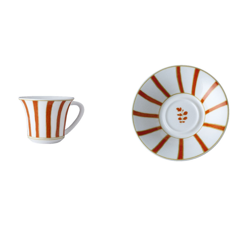 ESPRESSO CUP AND SAUCER STRICHE ARANCIO E ORO