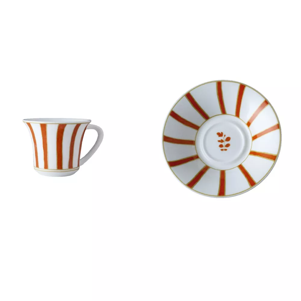 ESPRESSO CUP AND SAUCER STRICHE ARANCIO E ORO