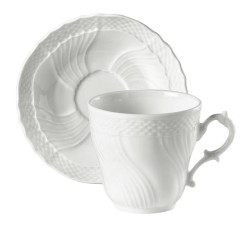 COFFEE CUP WITH SAUCER, VECCHIO GINORI WHITE