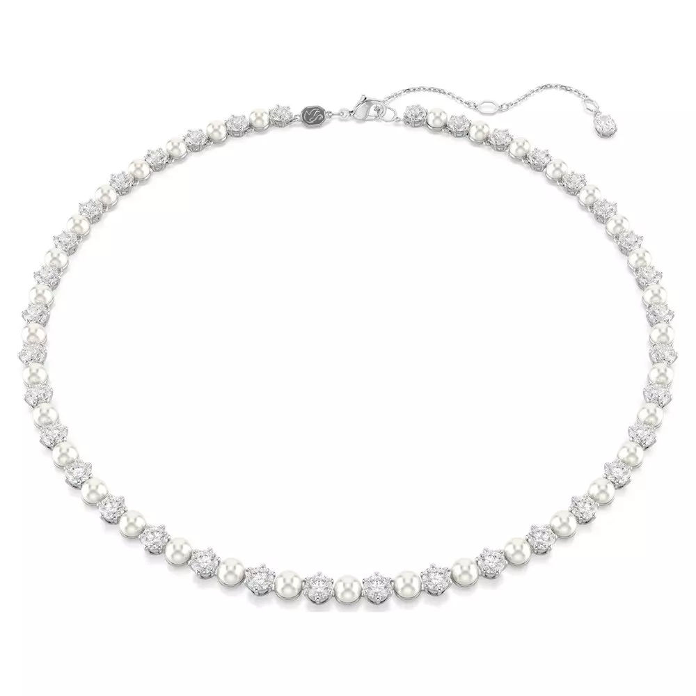 COLLANA TENNIS MATRIX, CRYSTAL PEARL, BIANCO, PLACCATA RODIO 5689623