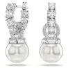 MATRIX PIERCED EARRINGS PEARL WHITE RHODIUM PLATING 5691716