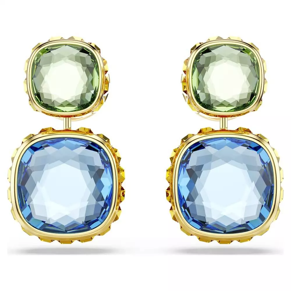 CHROMA DROP EARRINGS, MULTICOLOR, GOLD PLATED PIERCED 5692492
