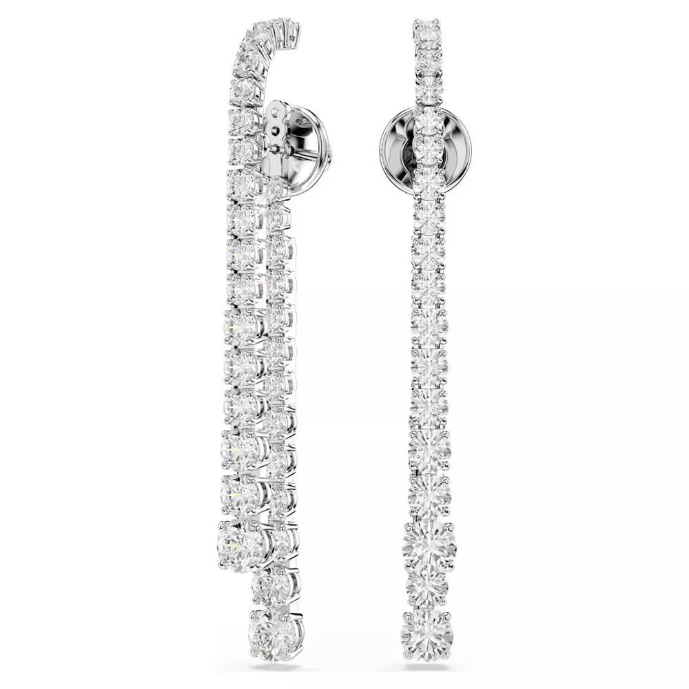 MATRIX DROP EARRINGS, WHITE, RHODIUM PLATED 5709257