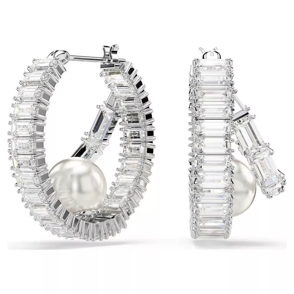 ARIANA GRANDE HOOP EARRINGS, PEARL 5720868 x SWAROVSKI