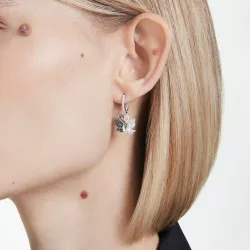 SWAN DROP EARRINGS, BLACK, RHODIUM PLATED 5705728