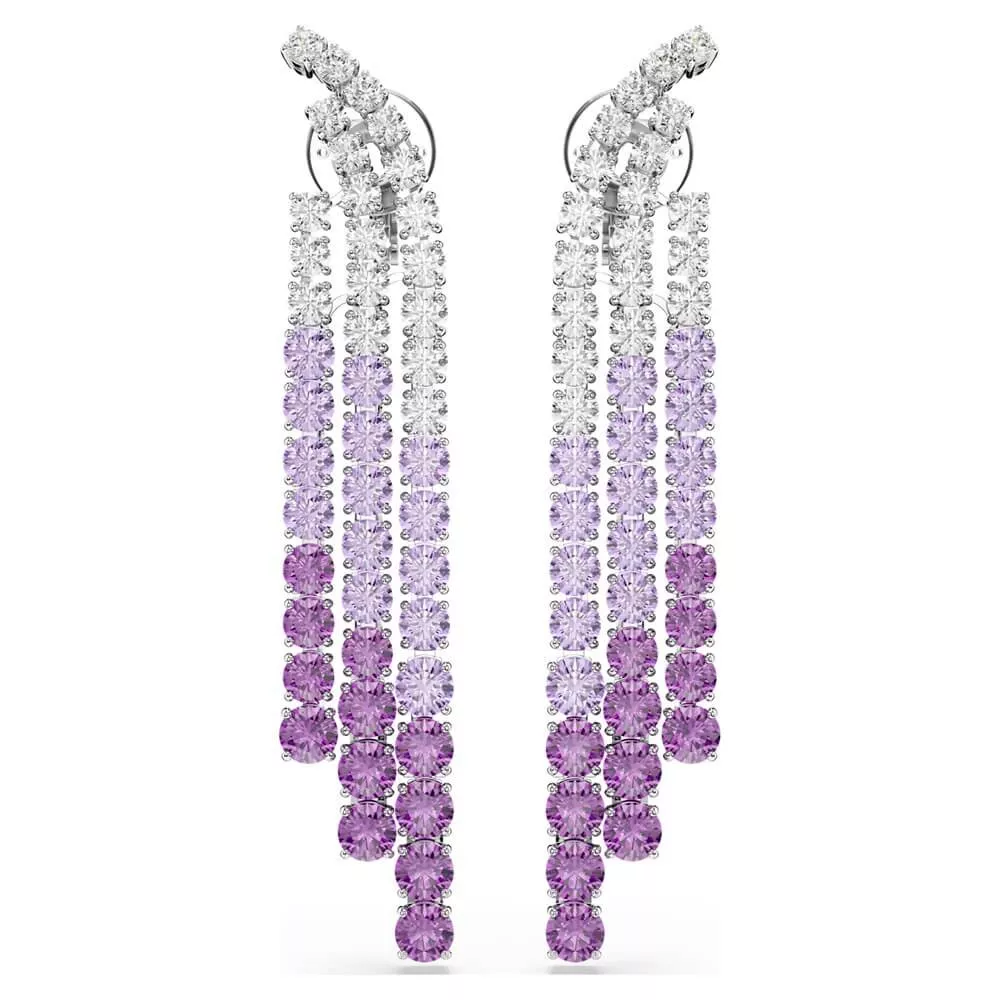 MATRIX CLIP EARRINGS, GRADIENT PURPLE, RHODIUM PLATED 5705831