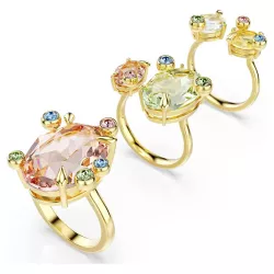 GEMA SET OF 3 RINGS, MULTICOLORED, GOLD TONE PLATED