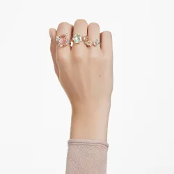 GEMA SET OF 3 RINGS, MULTICOLORED, GOLD TONE PLATED