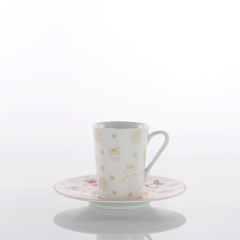 Set 2 tazze da tè in porcellana con vassoio in legno - Ecotek Srl