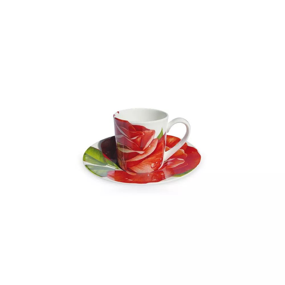 SET DI 4 TAZZE CAFFÈ CON PIATTINO - ROMANTICA