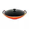 CAST IRON WOK WITH GLASS LID 36 CM