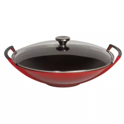 CAST IRON WOK WITH GLASS...