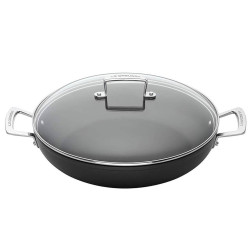 TOUGHENED NON-STICK SHALLOW CASSEROLE WITH GLASS LID