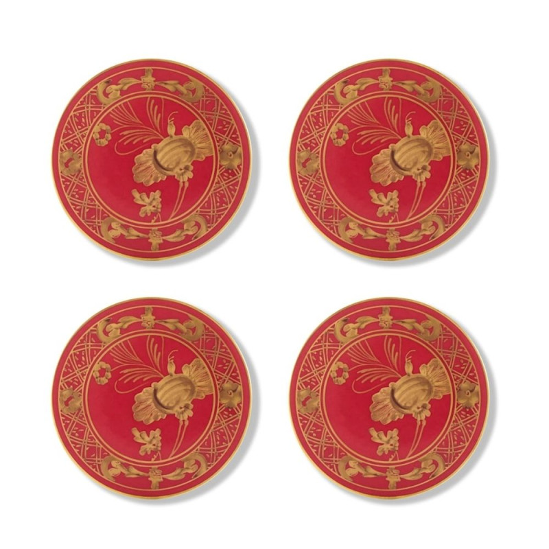 SET 4 SOTTOBICCHIERI IN PORCELLANA, GOLD COLLECTION