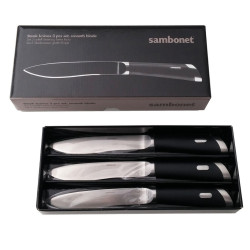 SET 3 COLTELLI BISTECCA, LAMA LISCIA INOX T-BONE