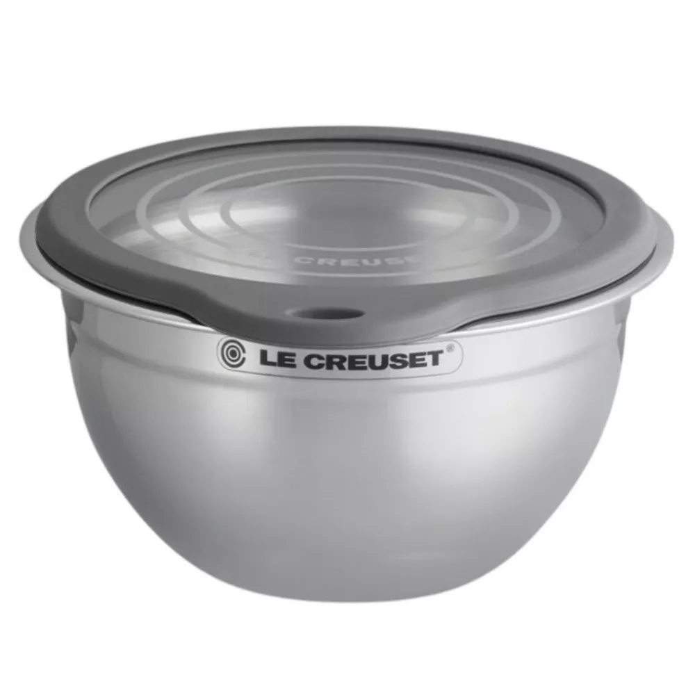 STEEL BOWL WITH GLASS LID