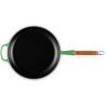 28 CM CAST IRON FRYING PAN, WOODEN HANDLE