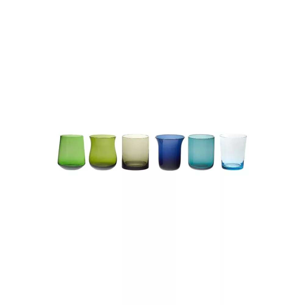 SET OF 6 LIQUEURS MIXED SHAPES NUANCES BLU / GREEN - MCV1251